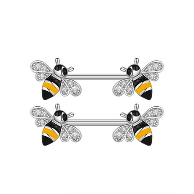 2gab Mīlīgs krūšu pīrsings Stienis Nerūsējošā tērauda kristāla krūšu vairogs Sirds Zieds Krūšu gredzeni Juvelierizstrādājumu korpuss 1.6mm*16mm