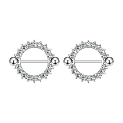 2gab Mīlīgs krūšu pīrsings Stienis Nerūsējošā tērauda kristāla krūšu vairogs Sirds Zieds Krūšu gredzeni Juvelierizstrādājumu korpuss 1.6mm*16mm