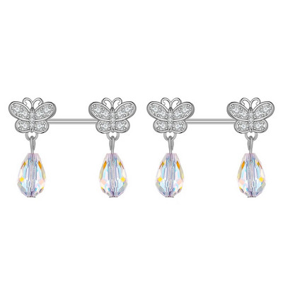 2gab Mīlīgs krūšu pīrsings Stienis Nerūsējošā tērauda kristāla krūšu vairogs Sirds Zieds Krūšu gredzeni Juvelierizstrādājumu korpuss 1.6mm*16mm