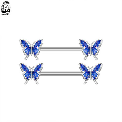 2gab Mīlīgs krūšu pīrsings Stienis Nerūsējošā tērauda kristāla krūšu vairogs Sirds Zieds Krūšu gredzeni Juvelierizstrādājumu korpuss 1.6mm*16mm