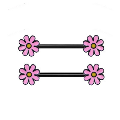 2gab Mīlīgs krūšu pīrsings Stienis Nerūsējošā tērauda kristāla krūšu vairogs Sirds Zieds Krūšu gredzeni Juvelierizstrādājumu korpuss 1.6mm*16mm