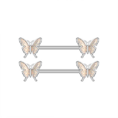 2gab Mīlīgs krūšu pīrsings Stienis Nerūsējošā tērauda kristāla krūšu vairogs Sirds Zieds Krūšu gredzeni Juvelierizstrādājumu korpuss 1.6mm*16mm