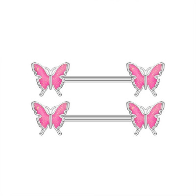 2gab Mīlīgs krūšu pīrsings Stienis Nerūsējošā tērauda kristāla krūšu vairogs Sirds Zieds Krūšu gredzeni Juvelierizstrādājumu korpuss 1.6mm*16mm