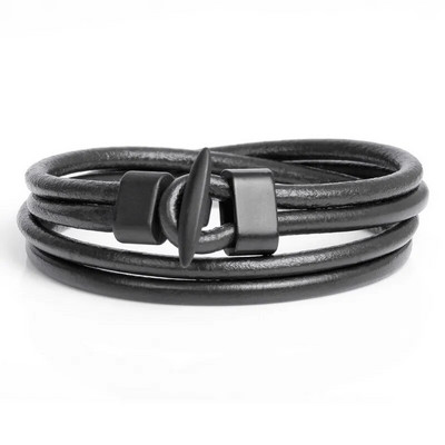 TYO populārākās izpārdošanas modes ādas rokassprādzes ar āķi vīriešiem Populāra zēnu bruņinieku drosmes pārsējs šarms, melna enkura rokassprādze