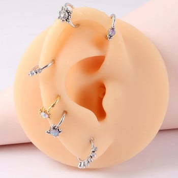 1 τεμ. από ανοξείδωτο ατσάλι Opal Septum Clicker Nose Hoop Ring Cz Ear Tragus Helix Cartilage Zircon Daith Earrings Body Piercing Jewelry