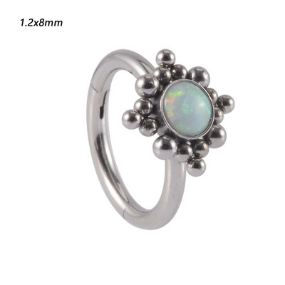 1 gab nerūsējošā tērauda Opāls starpsienas klikšķinātājs deguna stīpas gredzens Cz auss Tragus Helix skrimslis cirkons Daith auskari ķermeņa pīrsings rotaslietas