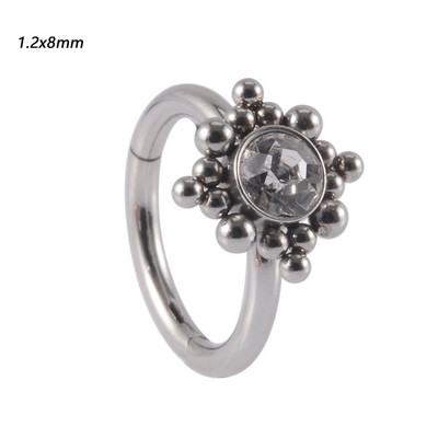 1 gab nerūsējošā tērauda Opāls starpsienas klikšķinātājs deguna stīpas gredzens Cz auss Tragus Helix skrimslis cirkons Daith auskari ķermeņa pīrsings rotaslietas