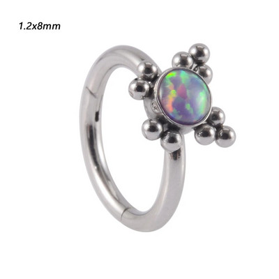 1 gab nerūsējošā tērauda Opāls starpsienas klikšķinātājs deguna stīpas gredzens Cz auss Tragus Helix skrimslis cirkons Daith auskari ķermeņa pīrsings rotaslietas