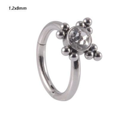 1 gab nerūsējošā tērauda Opāls starpsienas klikšķinātājs deguna stīpas gredzens Cz auss Tragus Helix skrimslis cirkons Daith auskari ķermeņa pīrsings rotaslietas