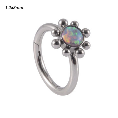 1 gab nerūsējošā tērauda Opāls starpsienas klikšķinātājs deguna stīpas gredzens Cz auss Tragus Helix skrimslis cirkons Daith auskari ķermeņa pīrsings rotaslietas