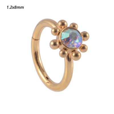 1 gab nerūsējošā tērauda Opāls starpsienas klikšķinātājs deguna stīpas gredzens Cz auss Tragus Helix skrimslis cirkons Daith auskari ķermeņa pīrsings rotaslietas