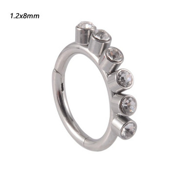 1 gab nerūsējošā tērauda Opāls starpsienas klikšķinātājs deguna stīpas gredzens Cz auss Tragus Helix skrimslis cirkons Daith auskari ķermeņa pīrsings rotaslietas