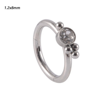 1 gab nerūsējošā tērauda Opāls starpsienas klikšķinātājs deguna stīpas gredzens Cz auss Tragus Helix skrimslis cirkons Daith auskari ķermeņa pīrsings rotaslietas