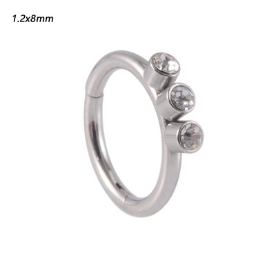 1 gab nerūsējošā tērauda Opāls starpsienas klikšķinātājs deguna stīpas gredzens Cz auss Tragus Helix skrimslis cirkons Daith auskari ķermeņa pīrsings rotaslietas