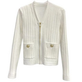 2023. gada jauns rudens, ziemas korejiešu adīšanas džemperis, sieviešu jaka, rāvējslēdzējs ar garām piedurknēm, silts, brīvs, masīvs sieviešu mētelis E913