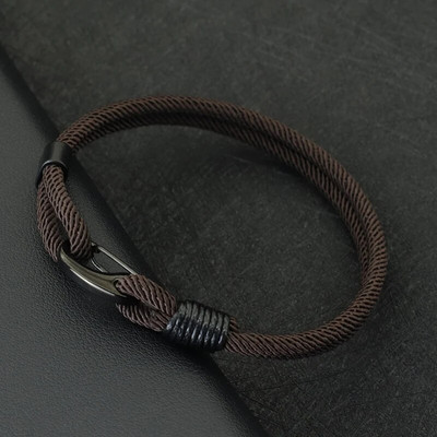 Νέο ανδρικό βραχιόλι από σχοινί από ανοξείδωτο ατσάλι Μαύρη πόρπη διπλής στρώσης Pulsera Hombre βραχιόλι Cordon Homme Δώρο για αυτόν Erkek Bileklik