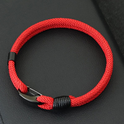 Νέο ανδρικό βραχιόλι από σχοινί από ανοξείδωτο ατσάλι Μαύρη πόρπη διπλής στρώσης Pulsera Hombre βραχιόλι Cordon Homme Δώρο για αυτόν Erkek Bileklik
