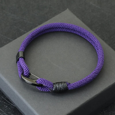 Νέο ανδρικό βραχιόλι από σχοινί από ανοξείδωτο ατσάλι Μαύρη πόρπη διπλής στρώσης Pulsera Hombre βραχιόλι Cordon Homme Δώρο για αυτόν Erkek Bileklik