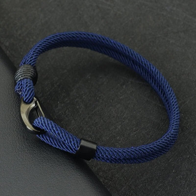 Νέο ανδρικό βραχιόλι από σχοινί από ανοξείδωτο ατσάλι Μαύρη πόρπη διπλής στρώσης Pulsera Hombre βραχιόλι Cordon Homme Δώρο για αυτόν Erkek Bileklik