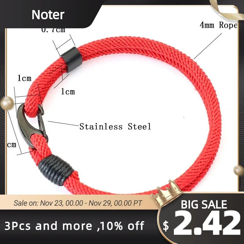 Νέο ανδρικό βραχιόλι από σχοινί από ανοξείδωτο ατσάλι Μαύρη πόρπη διπλής στρώσης Pulsera Hombre βραχιόλι Cordon Homme Δώρο για αυτόν Erkek Bileklik