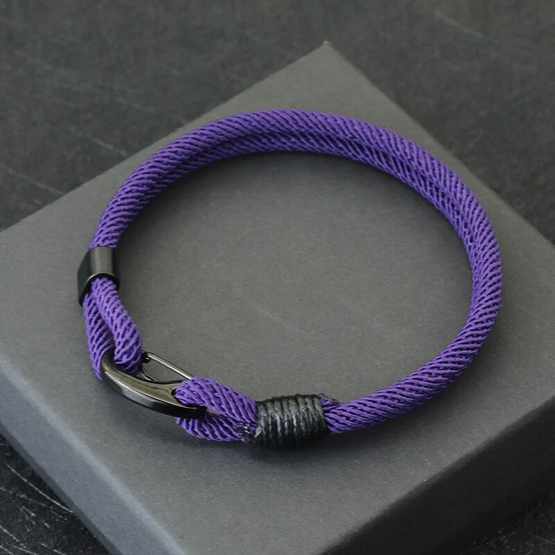 Νέο ανδρικό βραχιόλι από σχοινί από ανοξείδωτο ατσάλι Μαύρη πόρπη διπλής στρώσης Pulsera Hombre βραχιόλι Cordon Homme Δώρο για αυτόν Erkek Bileklik