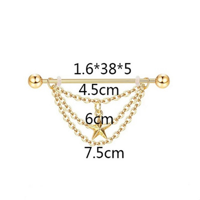 Rozsdamentes acél ipari fülbevaló lánccal Dangle Ipari piercing rúd Porc Helix Piercing Tragus Stud Testékszerek