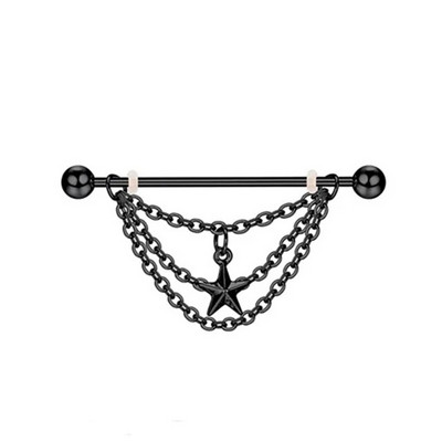 Rozsdamentes acél ipari fülbevaló lánccal Dangle Ipari piercing rúd Porc Helix Piercing Tragus Stud Testékszerek