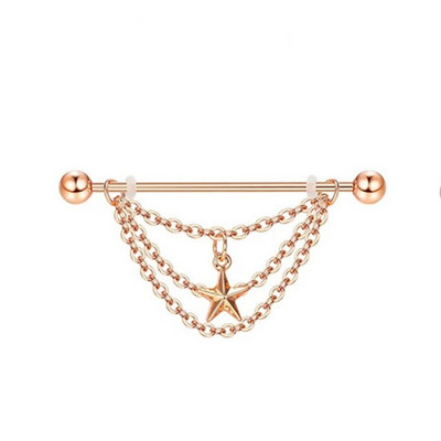 Rozsdamentes acél ipari fülbevaló lánccal Dangle Ipari piercing rúd Porc Helix Piercing Tragus Stud Testékszerek