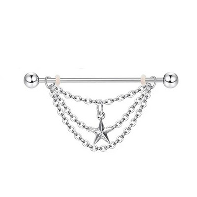 Rozsdamentes acél ipari fülbevaló lánccal Dangle Ipari piercing rúd Porc Helix Piercing Tragus Stud Testékszerek