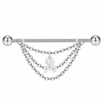 Rozsdamentes acél ipari fülbevaló lánccal Dangle Ipari piercing rúd Porc Helix Piercing Tragus Stud Testékszerek