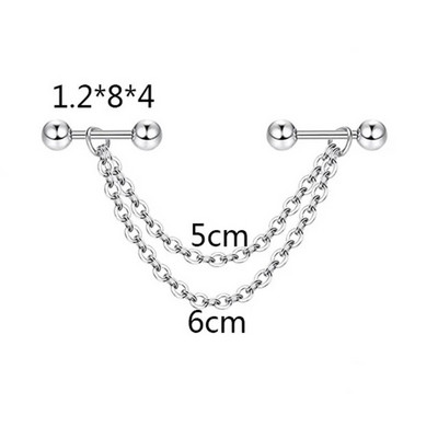 Rozsdamentes acél ipari fülbevaló lánccal Dangle Ipari piercing rúd Porc Helix Piercing Tragus Stud Testékszerek