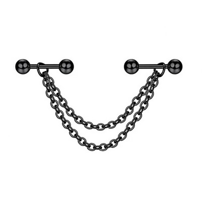 Rozsdamentes acél ipari fülbevaló lánccal Dangle Ipari piercing rúd Porc Helix Piercing Tragus Stud Testékszerek