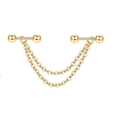 Rozsdamentes acél ipari fülbevaló lánccal Dangle Ipari piercing rúd Porc Helix Piercing Tragus Stud Testékszerek