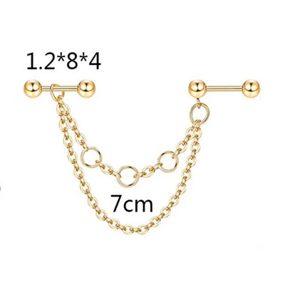 Rozsdamentes acél ipari fülbevaló lánccal Dangle Ipari piercing rúd Porc Helix Piercing Tragus Stud Testékszerek