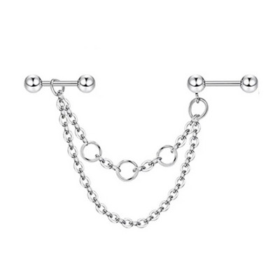 Rozsdamentes acél ipari fülbevaló lánccal Dangle Ipari piercing rúd Porc Helix Piercing Tragus Stud Testékszerek