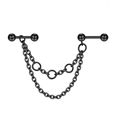 Rozsdamentes acél ipari fülbevaló lánccal Dangle Ipari piercing rúd Porc Helix Piercing Tragus Stud Testékszerek