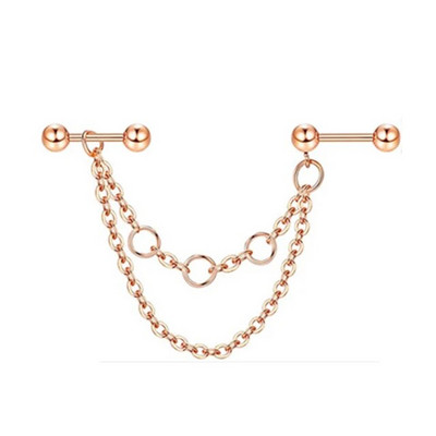 Rozsdamentes acél ipari fülbevaló lánccal Dangle Ipari piercing rúd Porc Helix Piercing Tragus Stud Testékszerek