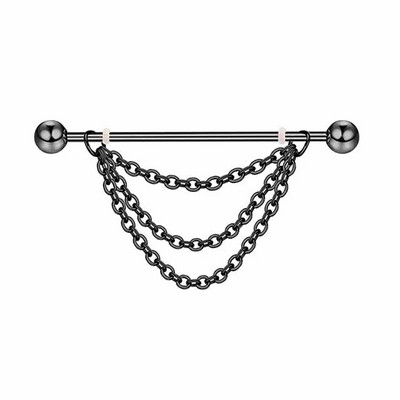 Rozsdamentes acél ipari fülbevaló lánccal Dangle Ipari piercing rúd Porc Helix Piercing Tragus Stud Testékszerek