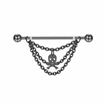 Rozsdamentes acél ipari fülbevaló lánccal Dangle Ipari piercing rúd Porc Helix Piercing Tragus Stud Testékszerek