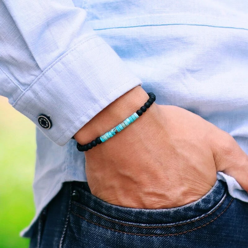 Noter 4 mm apyrankė su karoliukais vyrams Bohemijos imperatoriaus malachito akmens pertvara Strand apyrankė Homme laisvalaikio aksesuarai Pulsera