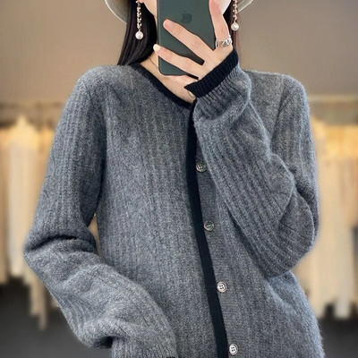 Džemperis Sieviešu Rudens Ziemas Jaunums 2023 Apaļa kakla Mode Daudzpusīgs Ārzemju Stils Virsdrēbes ar garām piedurknēm Trikotāžas Sieviešu tops