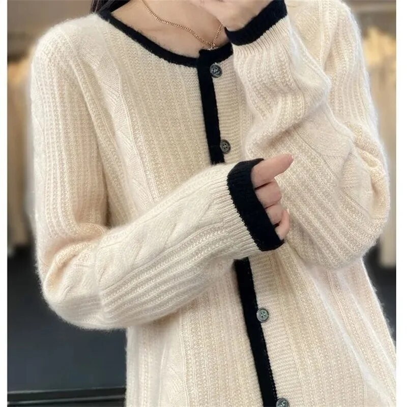 Džemperis Sieviešu Rudens Ziemas Jaunums 2023 Apaļa kakla Mode Daudzpusīgs Ārzemju Stils Virsdrēbes ar garām piedurknēm Trikotāžas Sieviešu tops