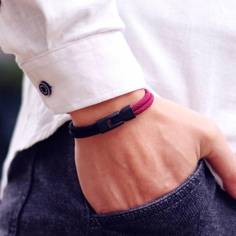 Új regény férfi karkötő kötél kétrétegű Colorblock kalóz karkötő kiegészítők Homme Erkek Bileklik Braslet Rouge Boyfriend Gift