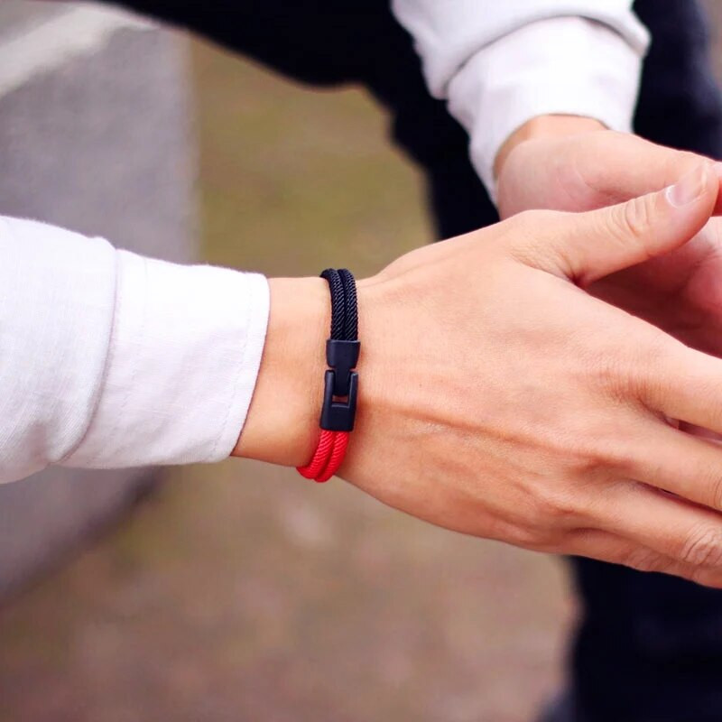 Új regény férfi karkötő kötél kétrétegű Colorblock kalóz karkötő kiegészítők Homme Erkek Bileklik Braslet Rouge Boyfriend Gift