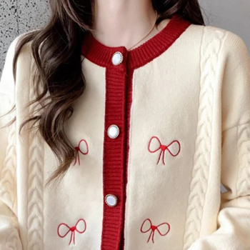 2023 Пролет Есен Нова модна плетена жилетка Дамски едноредов пуловер с дълъг ръкав Палто Дамски ежедневни диви дамски горнища
