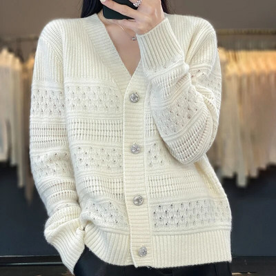 Jauns 2023. gada modes džemperis sieviešu korejiešu rudens mētelis ar garām piedurknēm, krāsai pieskaņots, brīvs, adīts jaciņš sieviešu topi