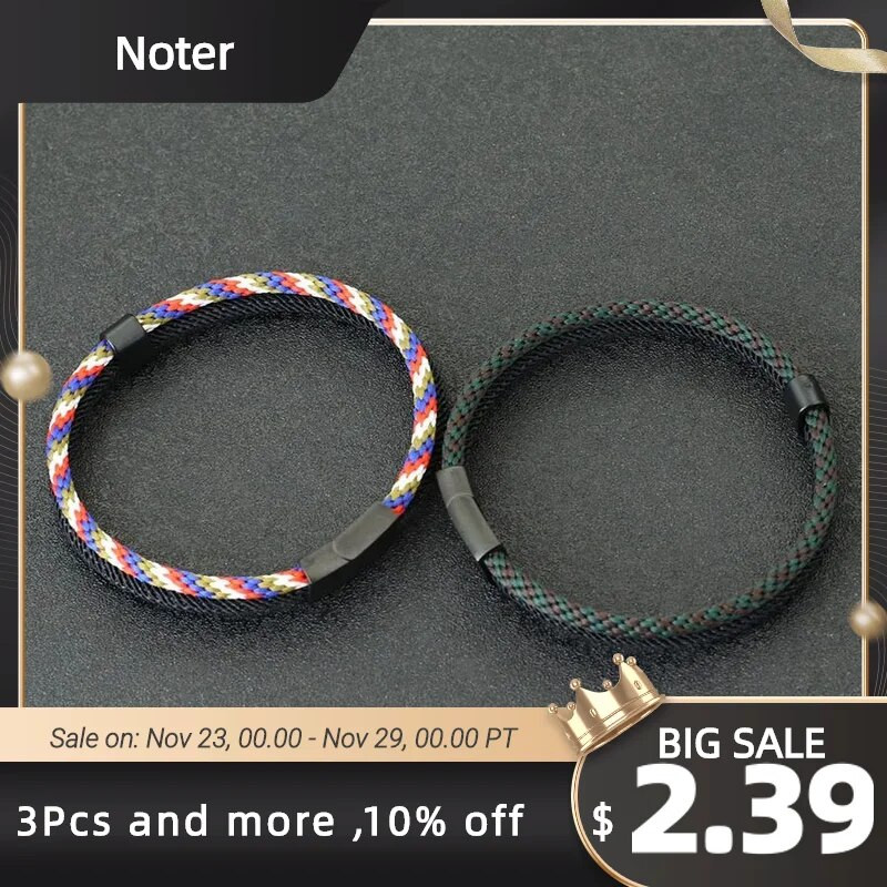 2023. gada modes vīriešu rokassprādze, melna nerūsējošā tērauda noņemama magnēta sprādze Bohēmijas divkrāsu virves rokassprādze, jūras rokassprādze