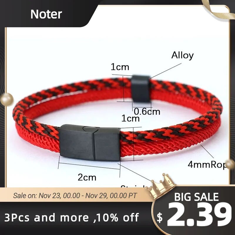 2023. gada modes vīriešu rokassprādze, melna nerūsējošā tērauda noņemama magnēta sprādze Bohēmijas divkrāsu virves rokassprādze, jūras rokassprādze