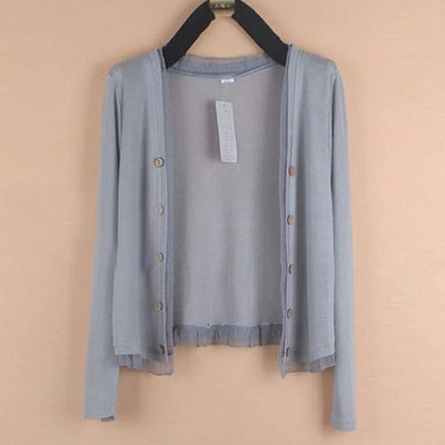 adīšana Jaciņa Džemperis Sieviešu Pavasaris Vasara Jaunums 2023. gada brīvs, garām piedurknēm plāns šalles mētelis Sieviešu sauļošanās krekls Sieviešu topi