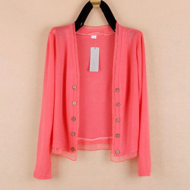 adīšana Jaciņa Džemperis Sieviešu Pavasaris Vasara Jaunums 2023. gada brīvs, garām piedurknēm plāns šalles mētelis Sieviešu sauļošanās krekls Sieviešu topi